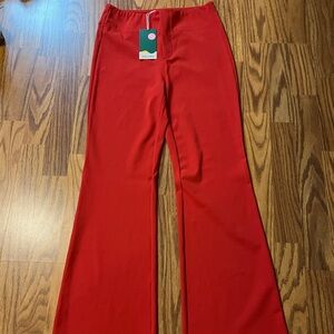 Vibrant Red Flared Pants